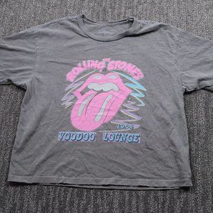 The Rolling Stones Womens Gray Crop Top Small Graphic "Voodoo Lounge" Grunge
